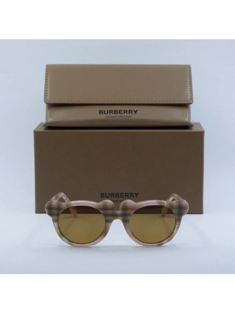 Burberry Kids JB4355 397273 Round Sunglasses - Check Pink/Bronze